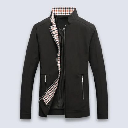 Veste homme – Coupe ajustée – Coton mélangé – Col montant – Fermeture zippée