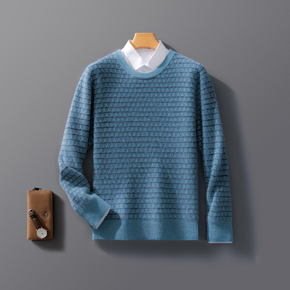 Pull homme – Coupe ample – Maille jacquard – Col rond – Manches longues – Laine