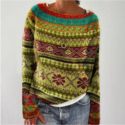 Femme Pull - Maille épaisse - Coupe décontractée - Col large - Manches longues