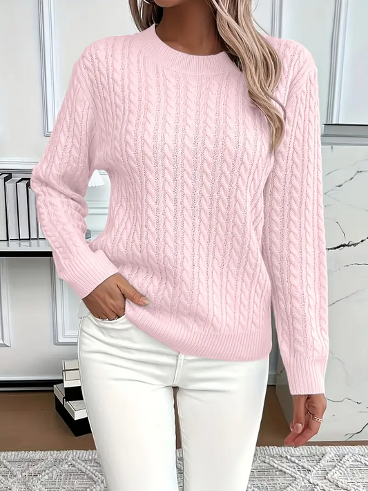 Sweatshirt femme – Coupe classique – Tricot torsadé – Effet laine – Manches longues