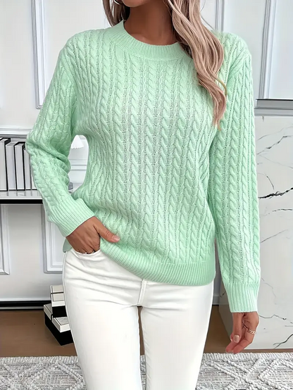 Sweatshirt femme – Coupe classique – Tricot torsadé – Effet laine – Manches longues