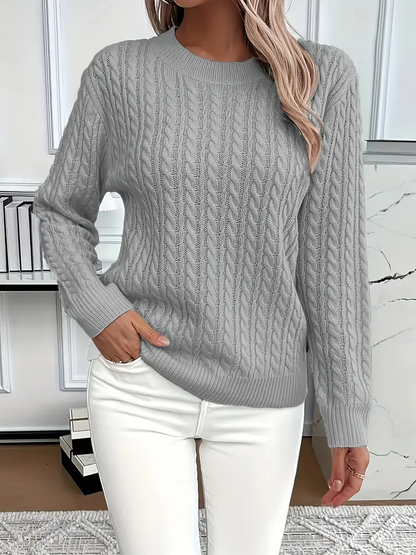Sweatshirt femme – Coupe classique – Tricot torsadé – Effet laine – Manches longues
