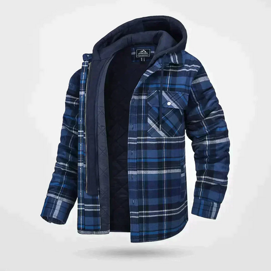 Homme Veste-Chemise - Tissu Tissé - Coupe Décontractée - Capuche - Motif Carreaux