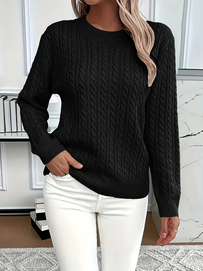 Sweatshirt femme – Coupe classique – Tricot torsadé – Effet laine – Manches longues