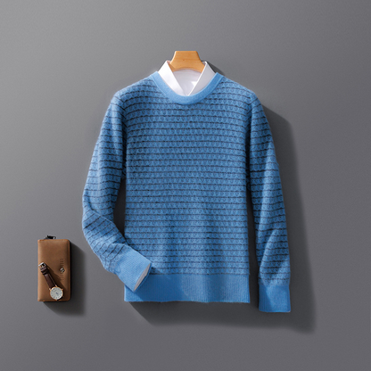 Pull homme – Coupe ample – Maille jacquard – Col rond – Manches longues – Laine