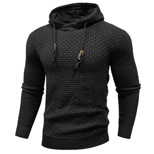 Sweat à capuche homme – Maille texturée – Coupe régulière – Capuche à cordon – Finitions côtelées