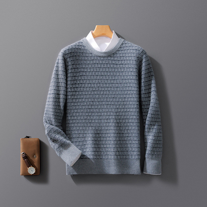 Pull homme – Coupe ample – Maille jacquard – Col rond – Manches longues – Laine