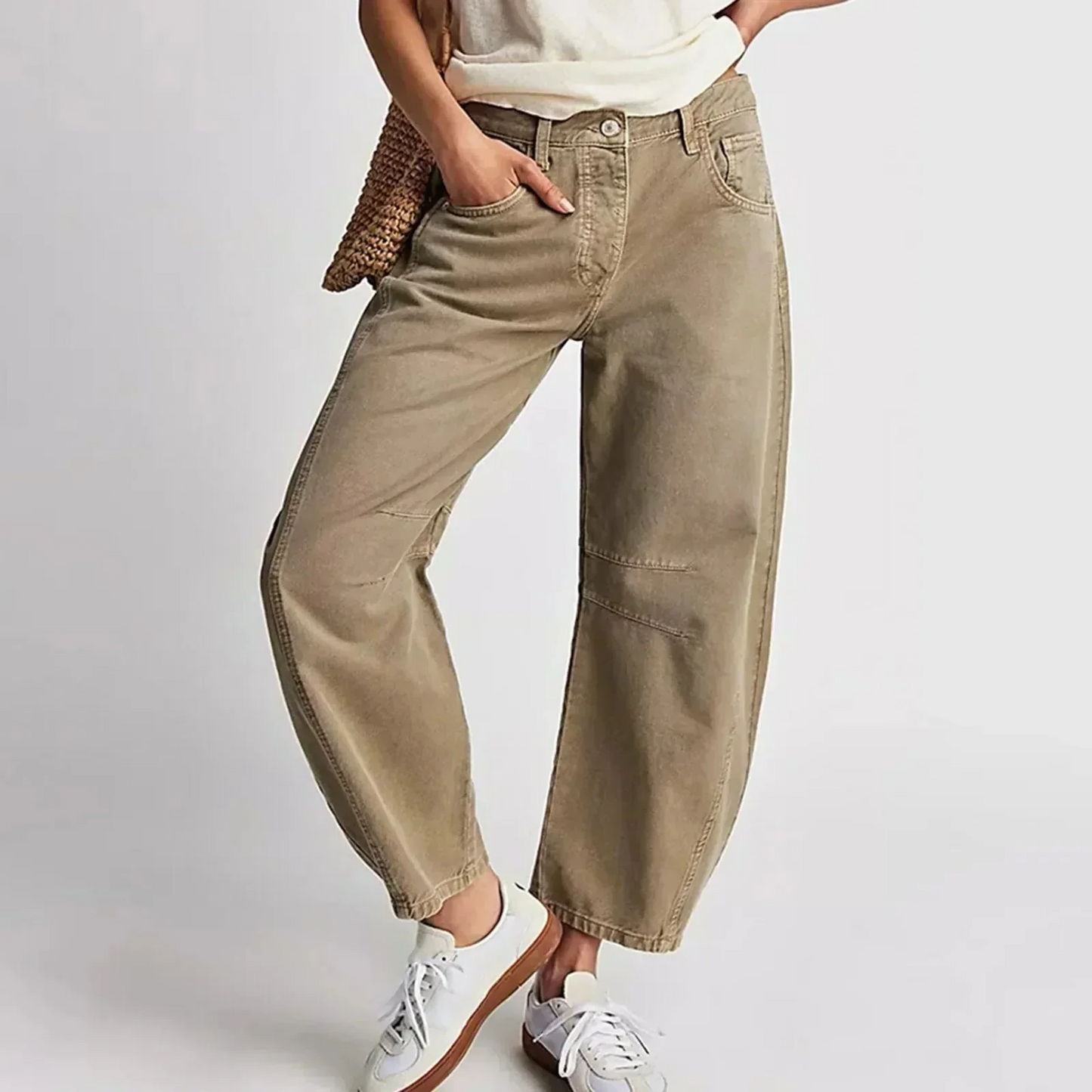 Jean large femme – Coupe décontractée – Longueur cheville – Style casual en denim