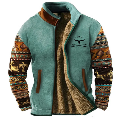 Homme Veste - Laine Mélangée - Col Montant - Coupe Décontractée