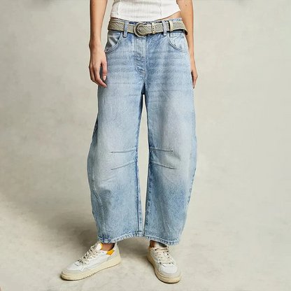 Jean large femme – Coupe décontractée – Longueur cheville – Style casual en denim