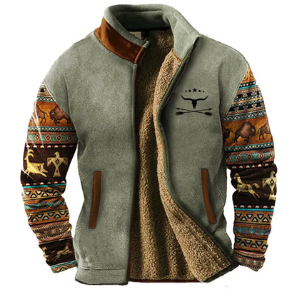 Homme Veste - Laine Mélangée - Col Montant - Coupe Décontractée
