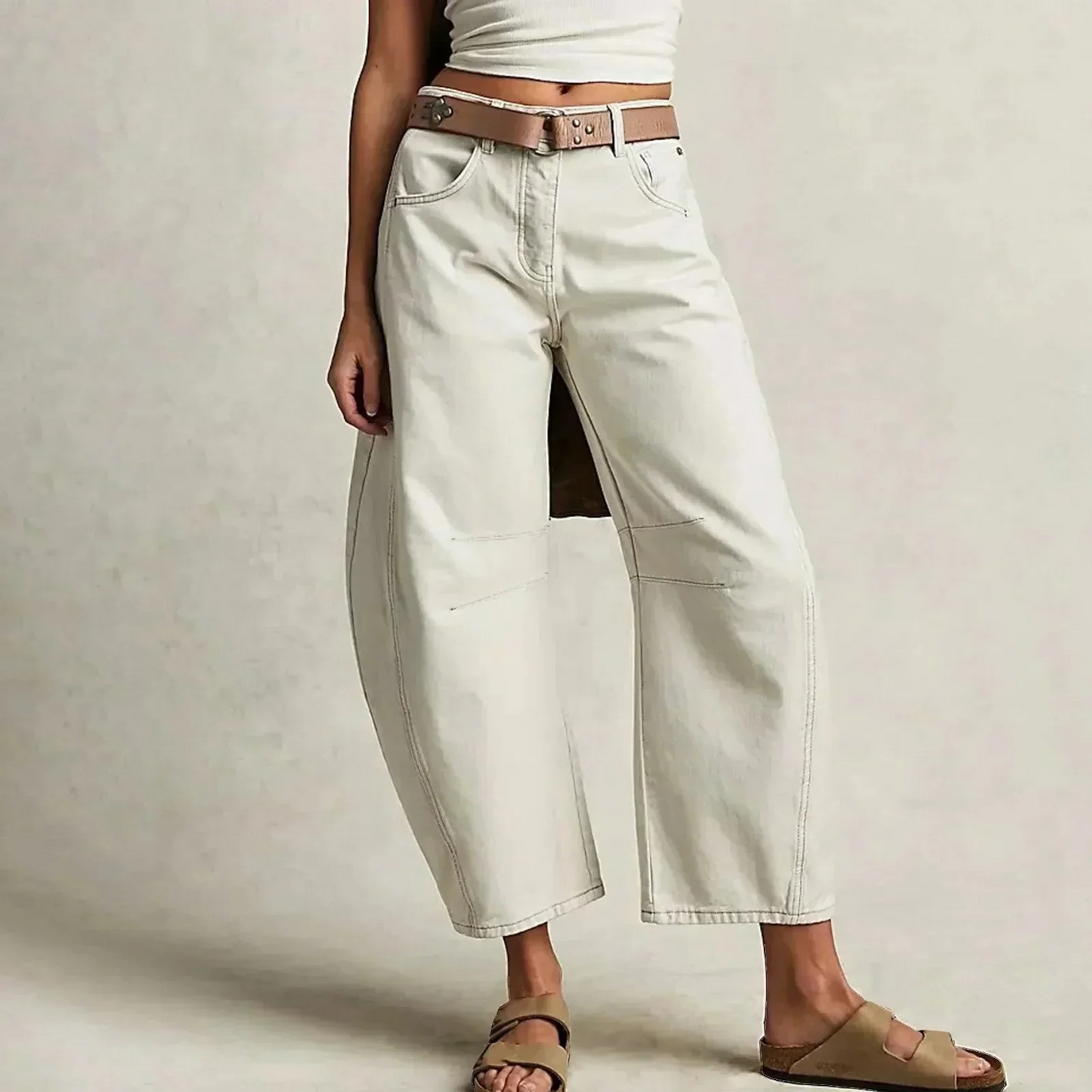 Jean large femme – Coupe décontractée – Longueur cheville – Style casual en denim