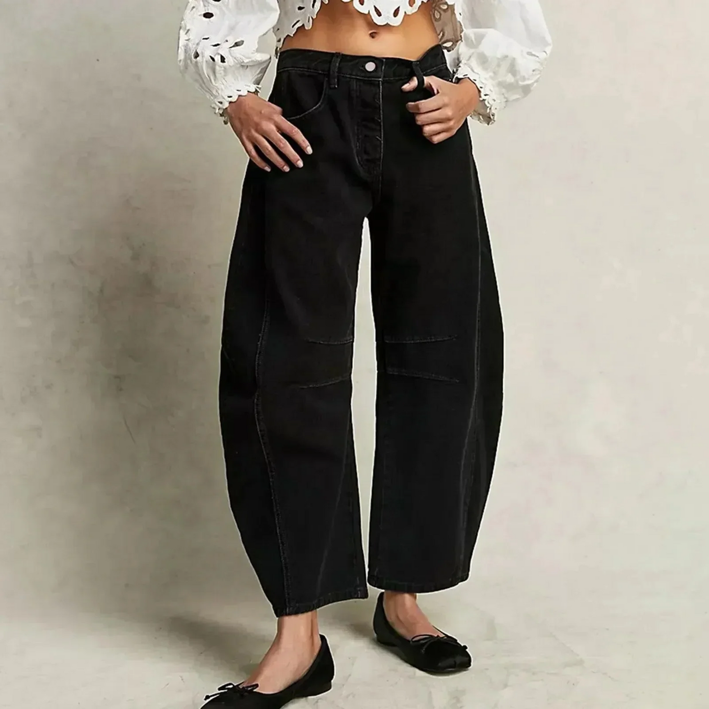 Jean large femme – Coupe décontractée – Longueur cheville – Style casual en denim