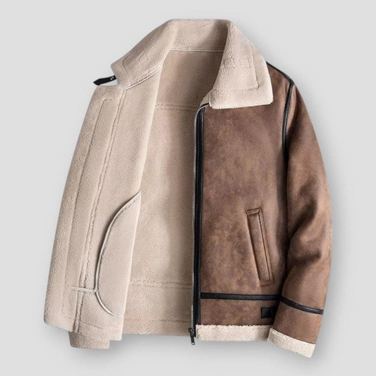 Homme Veste - Cuir Synthétique Tissé - Col Chemise - Coupe Décontractée - Longueur Hanche
