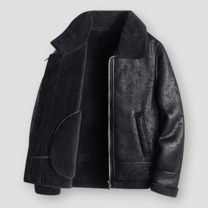 Homme Veste - Cuir Synthétique Tissé - Col Chemise - Coupe Décontractée - Longueur Hanche