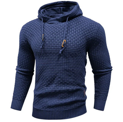 Sweat à capuche homme – Maille texturée – Coupe régulière – Capuche à cordon – Finitions côtelées