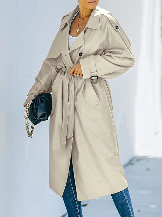 Femme Trench-Coat - Coton - Col à Revers Cranté - Longueur Mi-Mollet