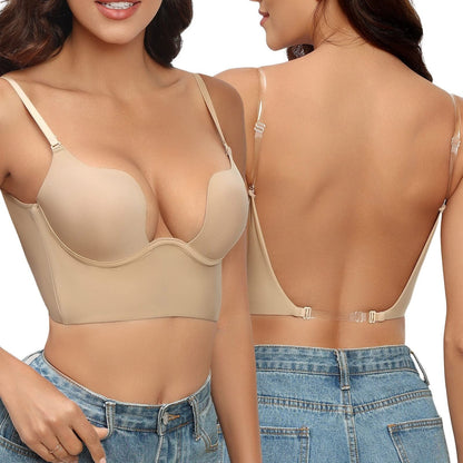 Soutien-gorge femme dos nu – Longline invisible – Bretelles réglables – Maintien armatures