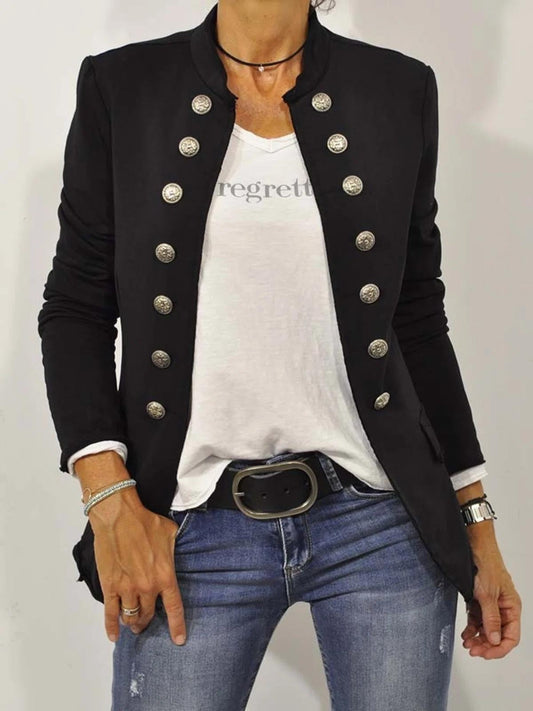 Veste femme – Coupe tailleur – Col montant – Double boutonnage – Tissu respirant