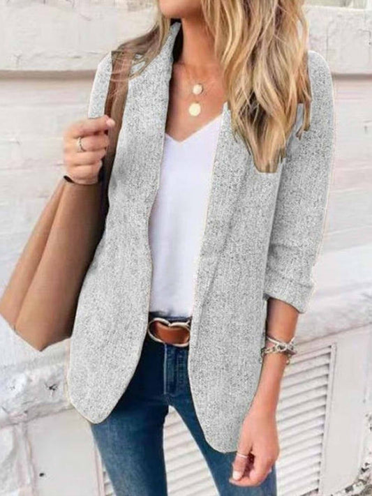 Blazer femme – Coupe tailleur – Tissu respirant – Manches longues – Ouverture frontale