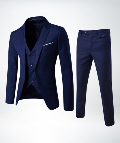 Costume 3 pièces homme – Coupe slim – Laine mélangée – Revers cranté – Tenue formelle