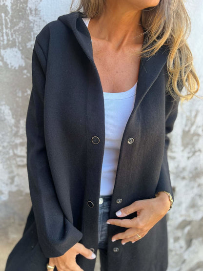 Luxueux cardigan en tricot à capuche long et chaud pour femme