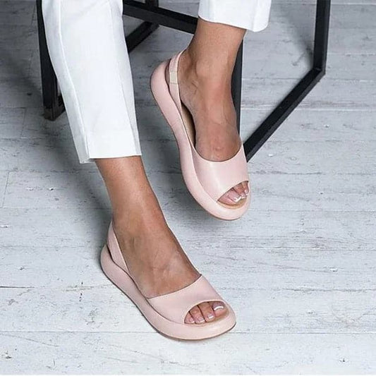 Sandales Slingback Femme - Confort Semelle Plate - Bout Ouvert - Élégantes et Décontractées