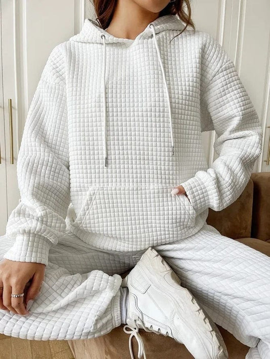 Sweat à capuche matelassé femme – Coupe décontractée – Poche kangourou – Coton doux