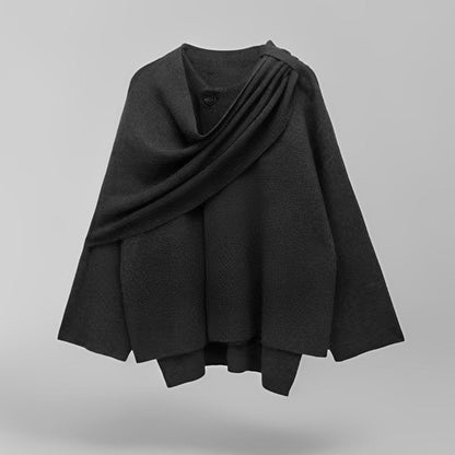 Manteau Cape Femme – Laine – Coupe Oversize – Design Asymétrique Drapé