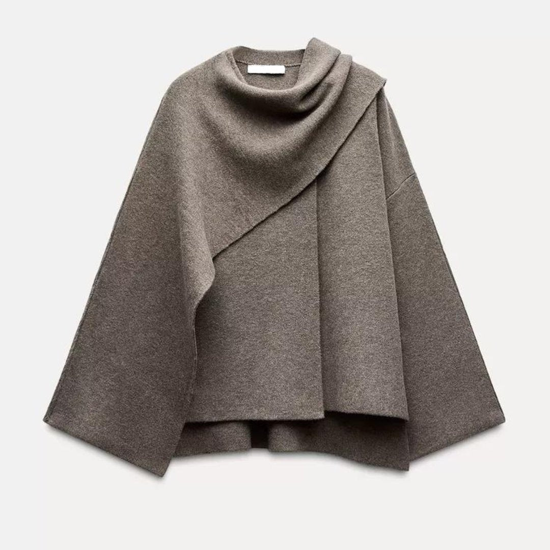 Manteau Cape Femme – Laine – Coupe Oversize – Design Asymétrique Drapé