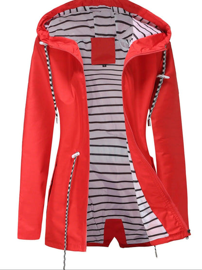 Veste longue unisexe – Imperméable – Coupe décontractée – Capuche avec cordon – Zip intégral