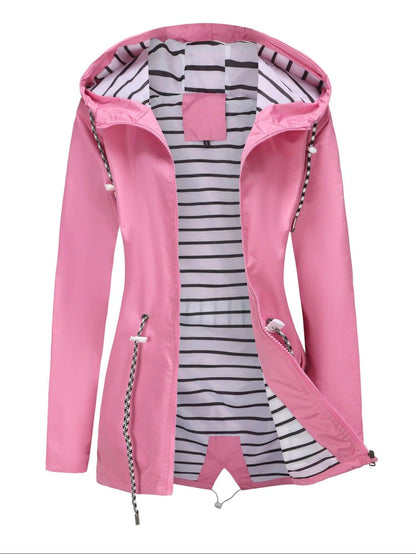 Veste longue unisexe – Imperméable – Coupe décontractée – Capuche avec cordon – Zip intégral