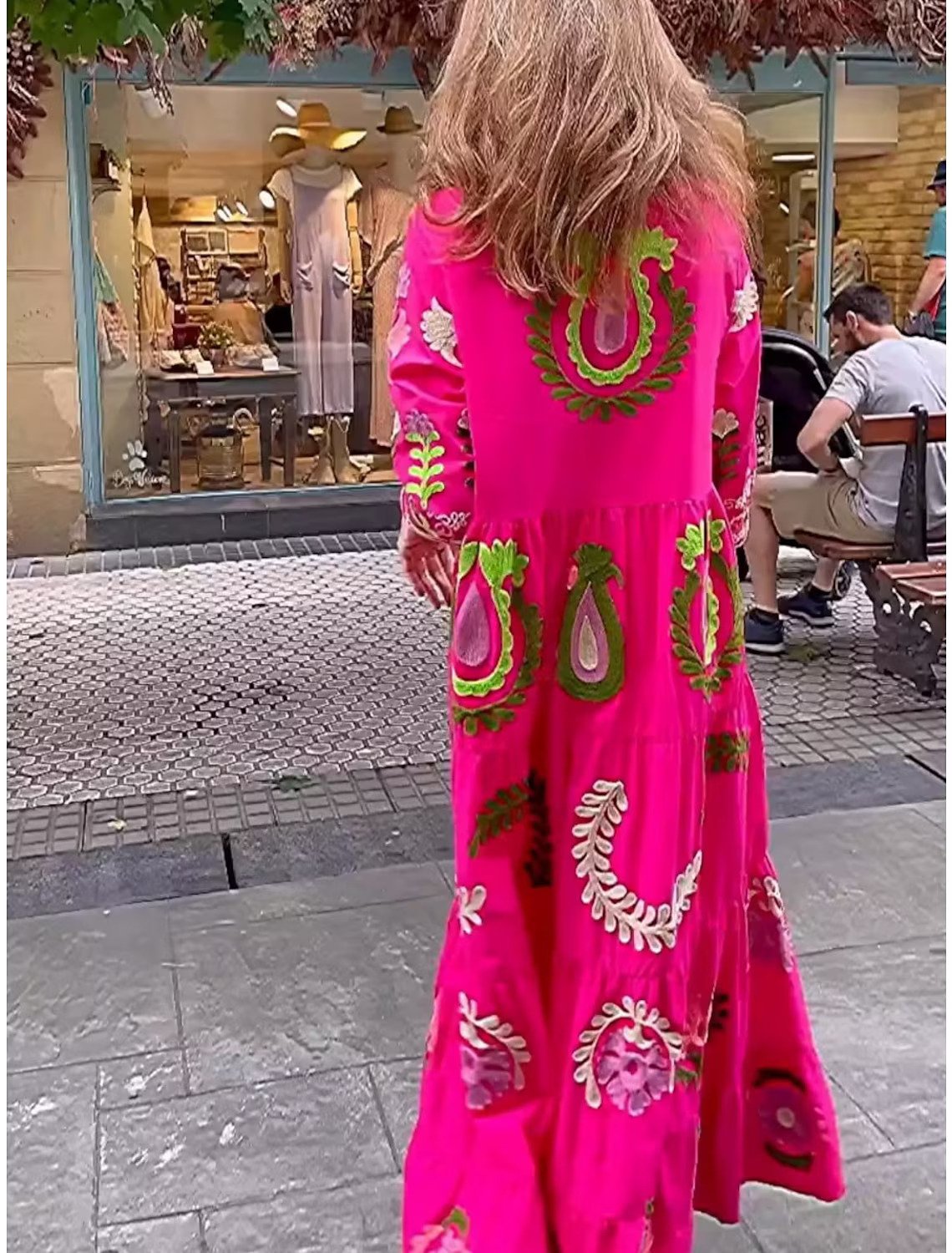 Robe Femme Longue Élégante - Coupe Évasée - Col Chemise - Manches Longues Imprimé Graphique