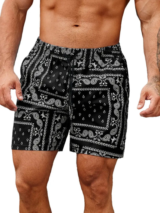 Short de bain homme – Séchage rapide – Coupe décontractée – Longueur mi-cuisse – Imprimé bandana
