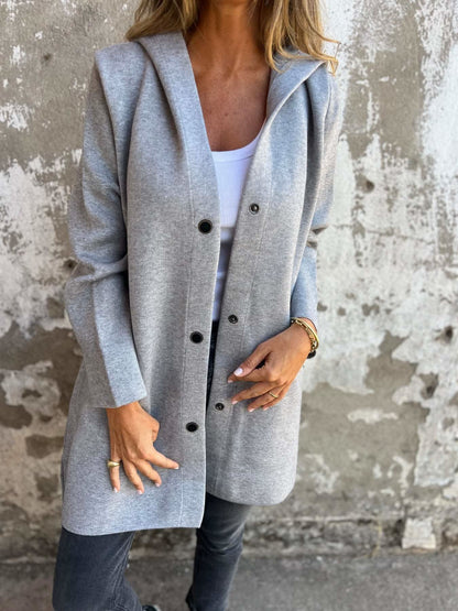 Luxueux cardigan en tricot à capuche long et chaud pour femme