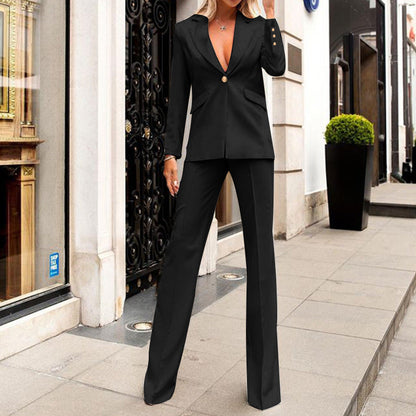 Tailleur femme – Coupe cintrée – Pantalon taille haute jambe droite – Tenue de bureau