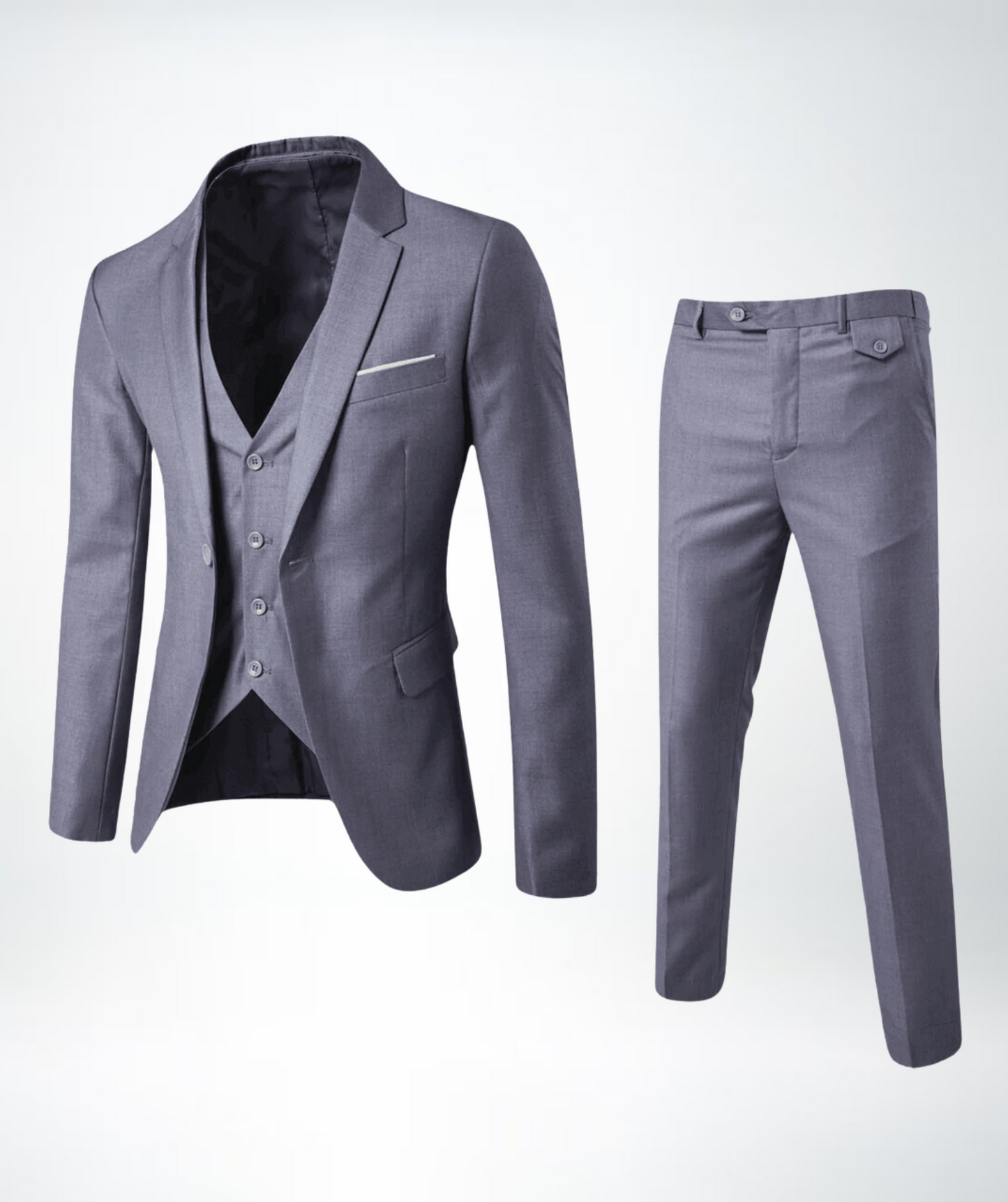 Costume 3 pièces homme – Coupe slim – Laine mélangée – Revers cranté – Tenue formelle