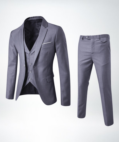 Costume 3 pièces homme – Coupe slim – Laine mélangée – Revers cranté – Tenue formelle