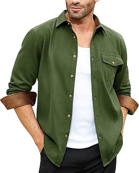 Chemise boutonnée décontractée pour homme - Manches longues - Contraste bicolore - Confort élégant