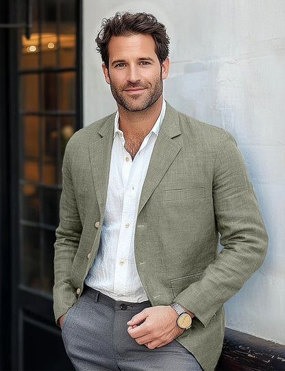 Veste blazer homme – Linnen respirant – Coupe décontractée – Revers cranté – Deux boutons