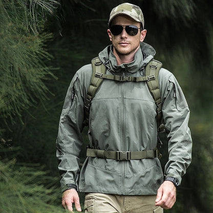 Veste softshell homme – Coupe ajustée – Imperméable – Capuche – Multipoche – Zippée