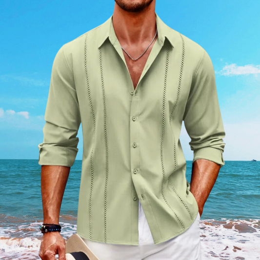 Chemise homme – Coupe décontractée – Manches longues – Tissu respirant – Style casual