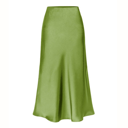 Jupe midi élégante en satin taille haute pour femme
