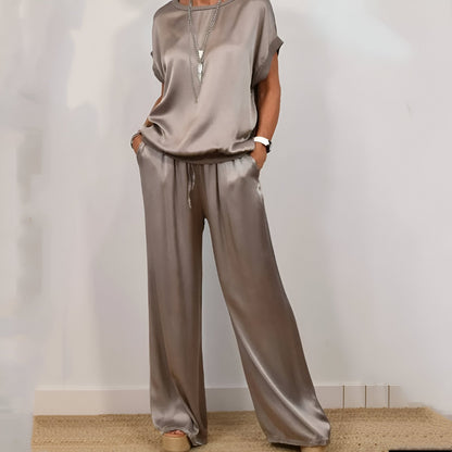 Ensemble Deux Pièces Femme – Coupe Ample – Tissu Doux – Pantalon Large à Cordon – Poches