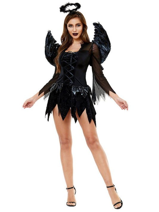 Robe mini femme – Coupe moulante – Manches transparentes – Détail corset et ailes
