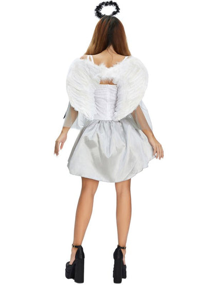 Robe mini femme – Coupe moulante – Manches transparentes – Détail corset et ailes