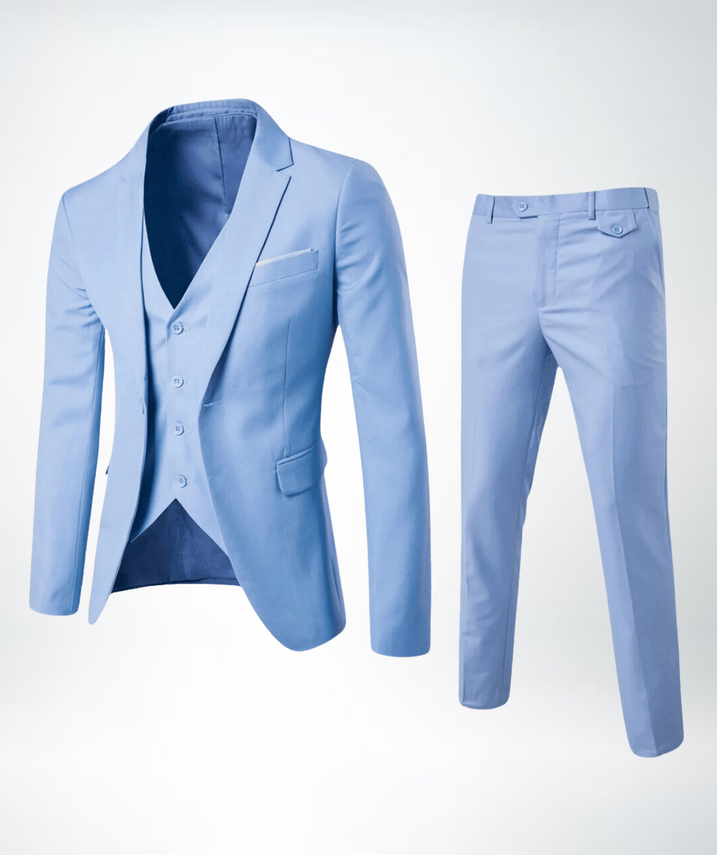 Costume 3 pièces homme – Coupe slim – Laine mélangée – Revers cranté – Tenue formelle