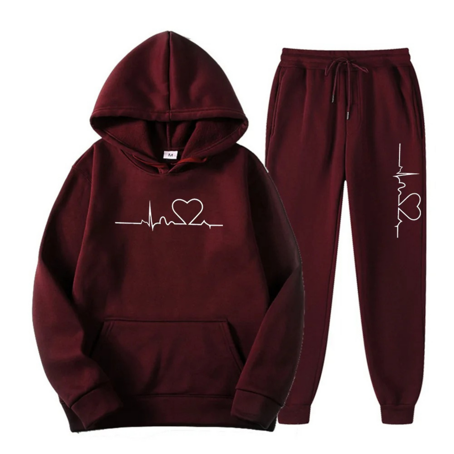 Ensemble de survêtement femme – Coupe décontractée – Coton – Motif graphique – Capuche à cordon