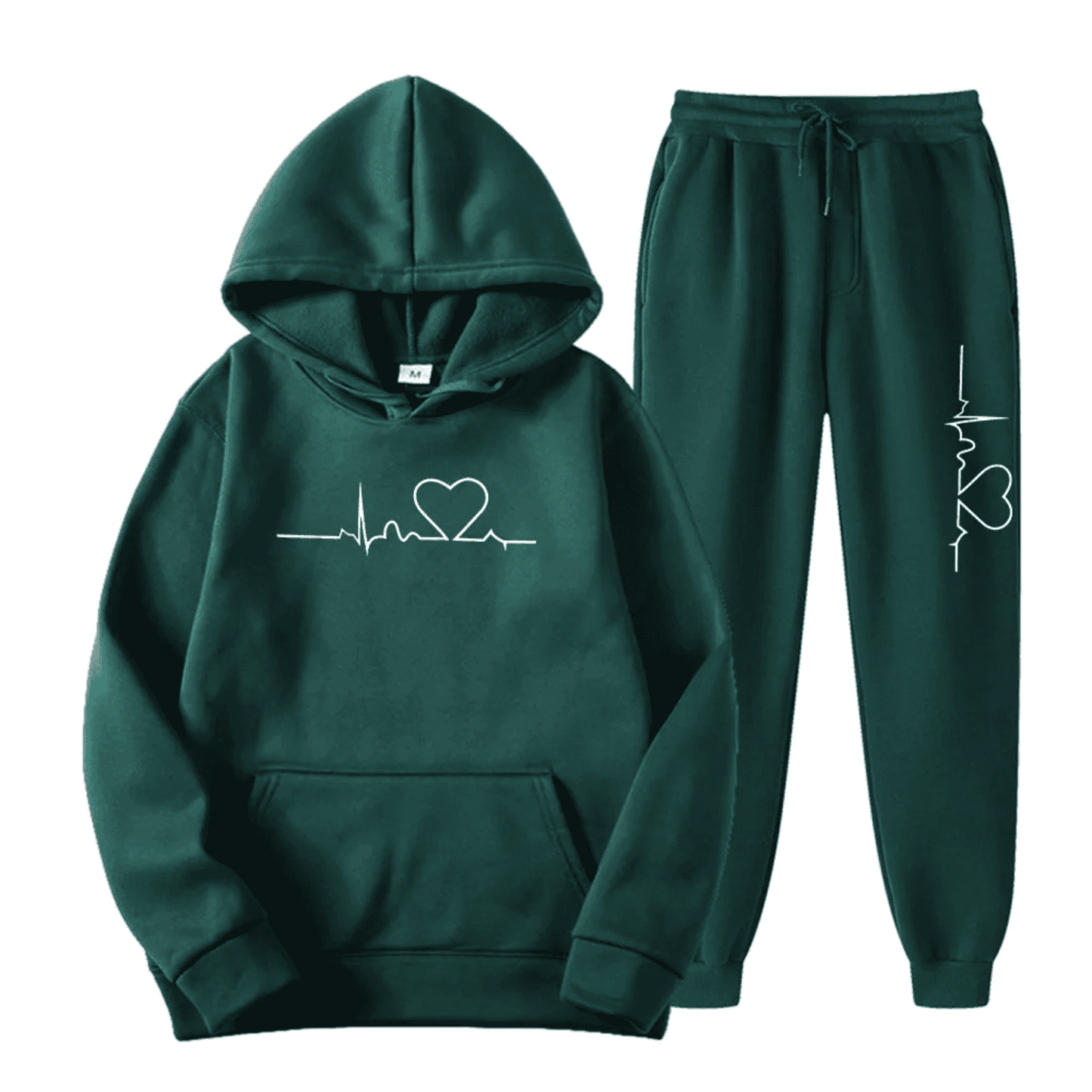 Ensemble de survêtement femme – Coupe décontractée – Coton – Motif graphique – Capuche à cordon