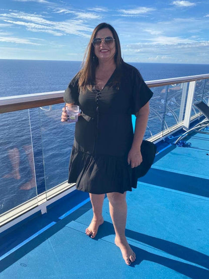 Robe Femme - Imprimé Fleuri - Coupe Évasée - Col V - Manches Courtes Volantes